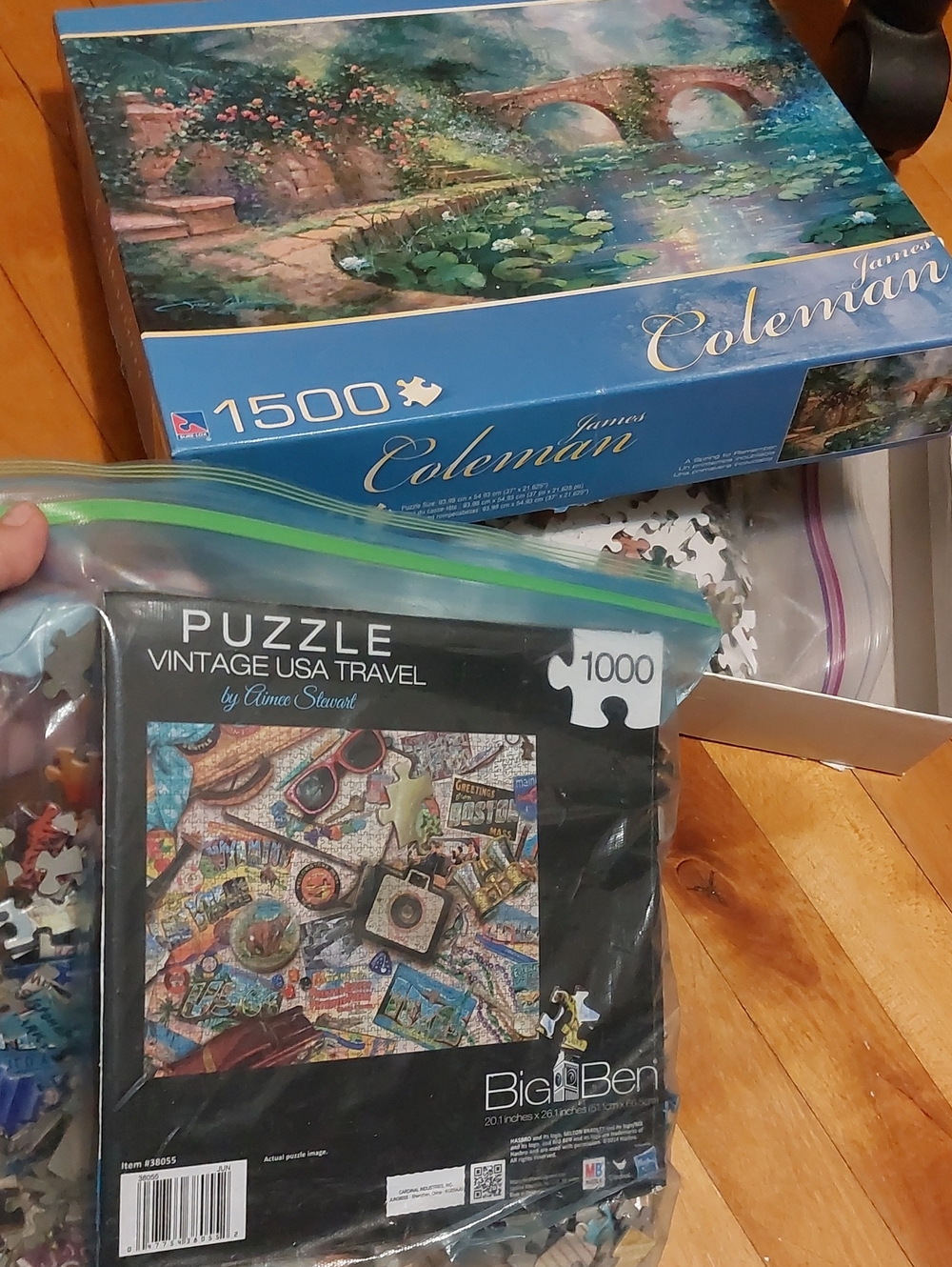 💚3/$30 Jigsaw Puzzle Lot of 2: James Coleman 1500pc & Aimee Stewart 1000pc